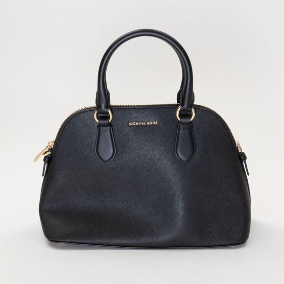 Michael Michael Kors Veronica Medium Leather Dome Satchel Black 220110 - Picture 1 of 3